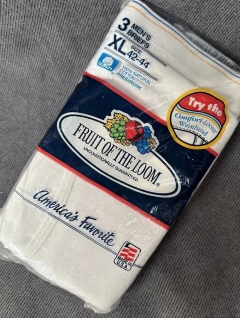 Vintage 1992 briefs Underwear men’s fruit of loom 90s XL 42-44